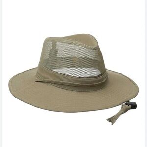 Dorfman Pacific Men's Brushed Twill-and-Mesh Safari Hat Size Medium